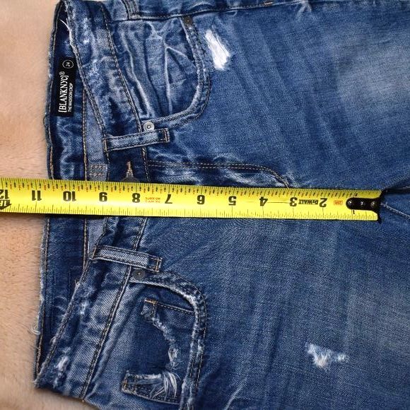 Blank NYC Madison Crop Destroyed Jeans Size 24 High Rise Frayed Hem Denim - Picture 7 of 15